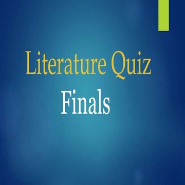 Literature Quiz Finals - BITS Pilani Hyderabad Campus