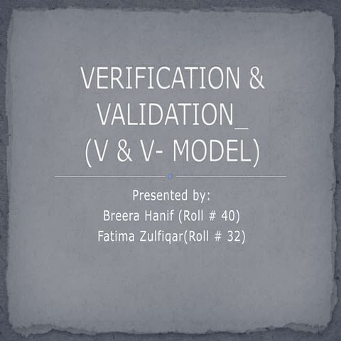 verification vs validation(v & v model)