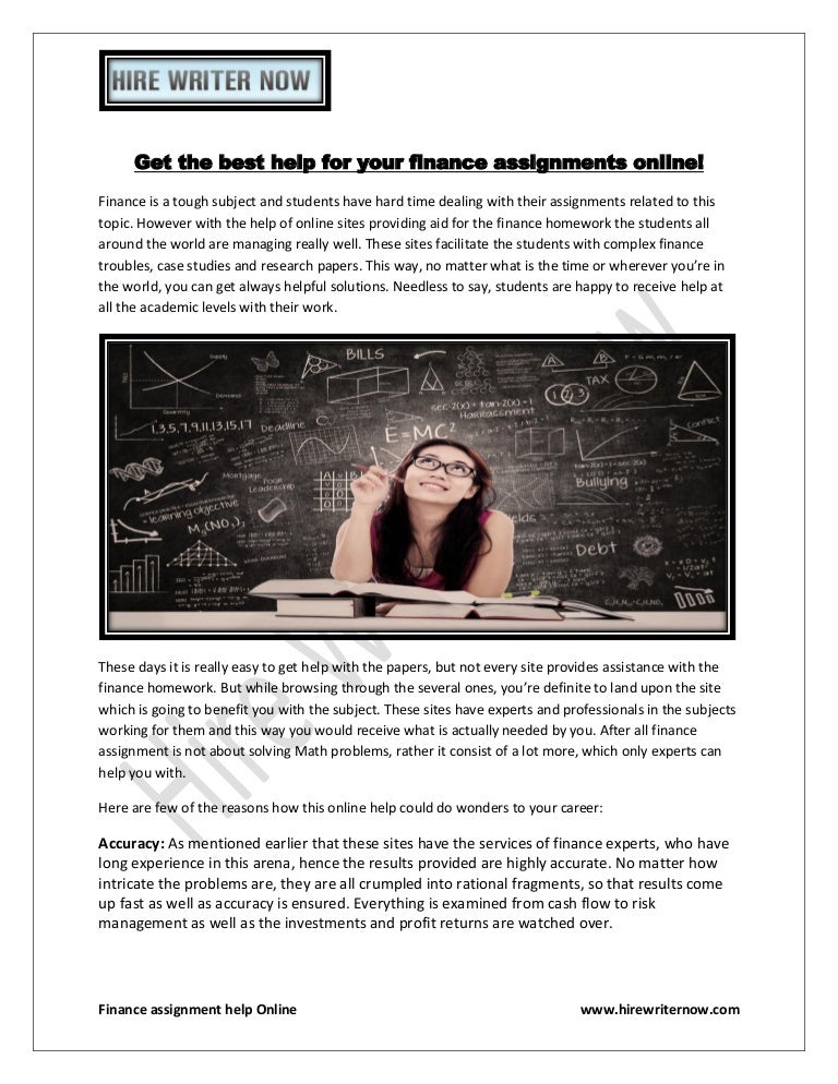 Finance assignment helper
