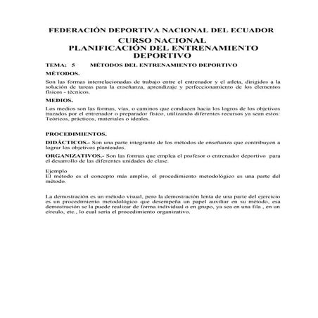 métodos del entrenamiento deportivo