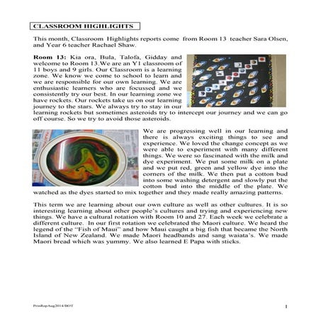 Classroom highlights august