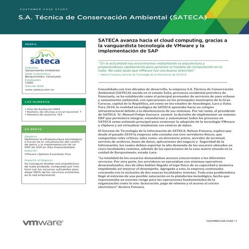 Caso de Estudio SAP sobre VMware en SATECA