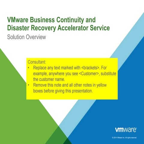V mware business continuity and disaster recovery accelerator service
