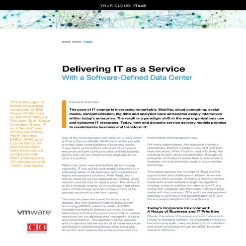 Delivering ITaaS With a Software-Defined Data Center
