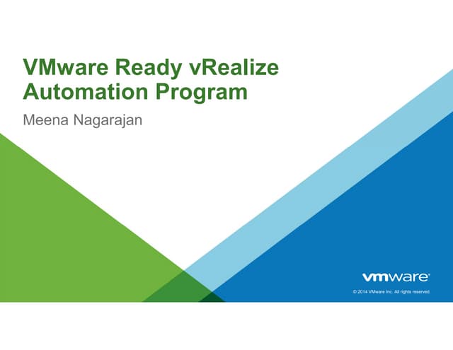 VMware Ready vRealize Automation Program