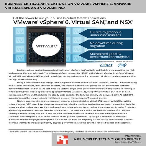 Business-critical applications on VMware vSphere 6, VMware Virtual SAN, and V...