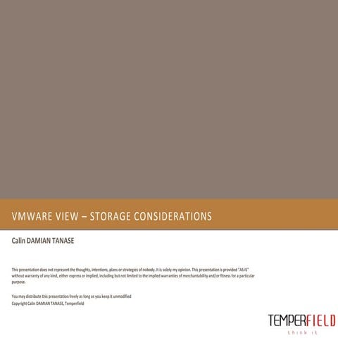 VMware View – Storage Considerations