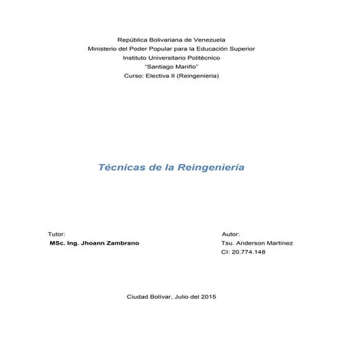 Técnicas de la Reingenieria 