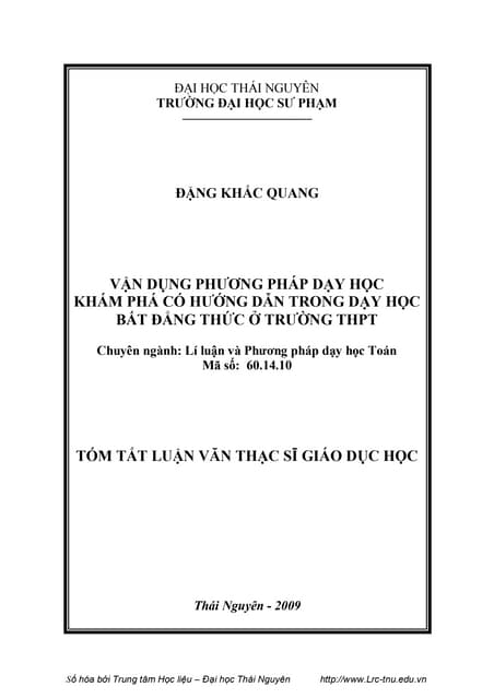 Vận dụng phương pháp dạy học khám phá có hướng dẫn trong dạy học bất ...