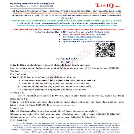 Đề ôn thi VNMF lớp 4 chặng 3 cấp Trường năm 2025 - 2026