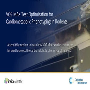 VO2 Max Test Optimization for Cardiometabolic Phenotyping in Rodents ss