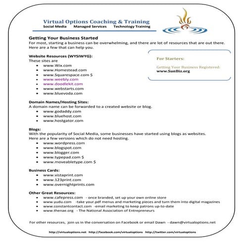 Small Business Resource List