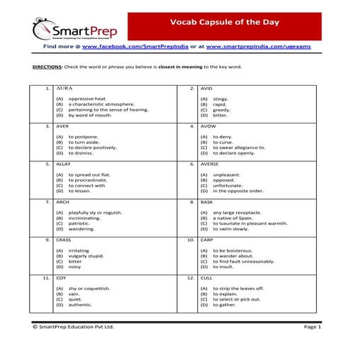 SmartPrep Vocabulary Capsule of the Day: 25th July 2013