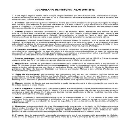 Vocabulario Historia España ABAU