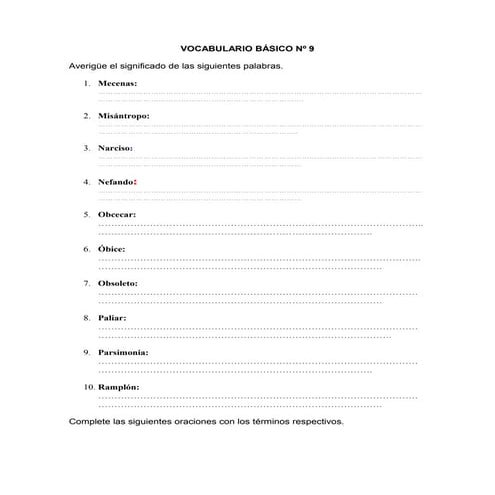 Vocabulario básico nº 9 | DOC