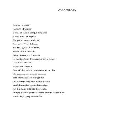 Vocabulario de ingles-unit 2