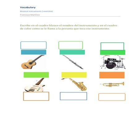 Vocabulario instrumentos musicales