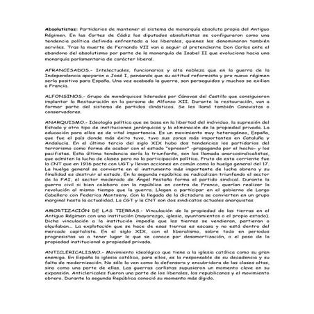 Vocabulario Siglo XIX en España