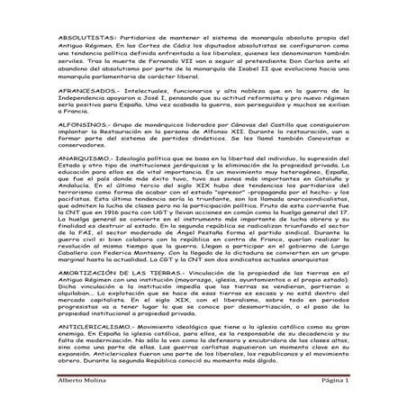 Vocabulario Siglo XIX EN ESPAÑA