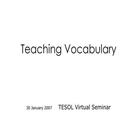 Teaching Vocabulary