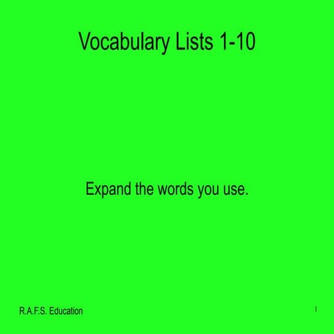 Vocabulary Lists 1 through 5