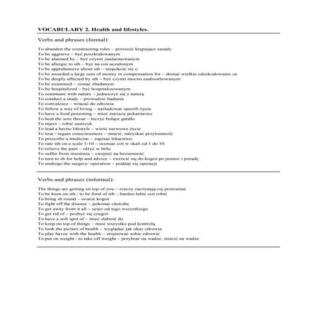 Vocabulary 2. health and lifestyles.