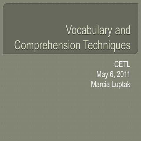 Vocabulary and comprehension techniques powerpoint presentation v2