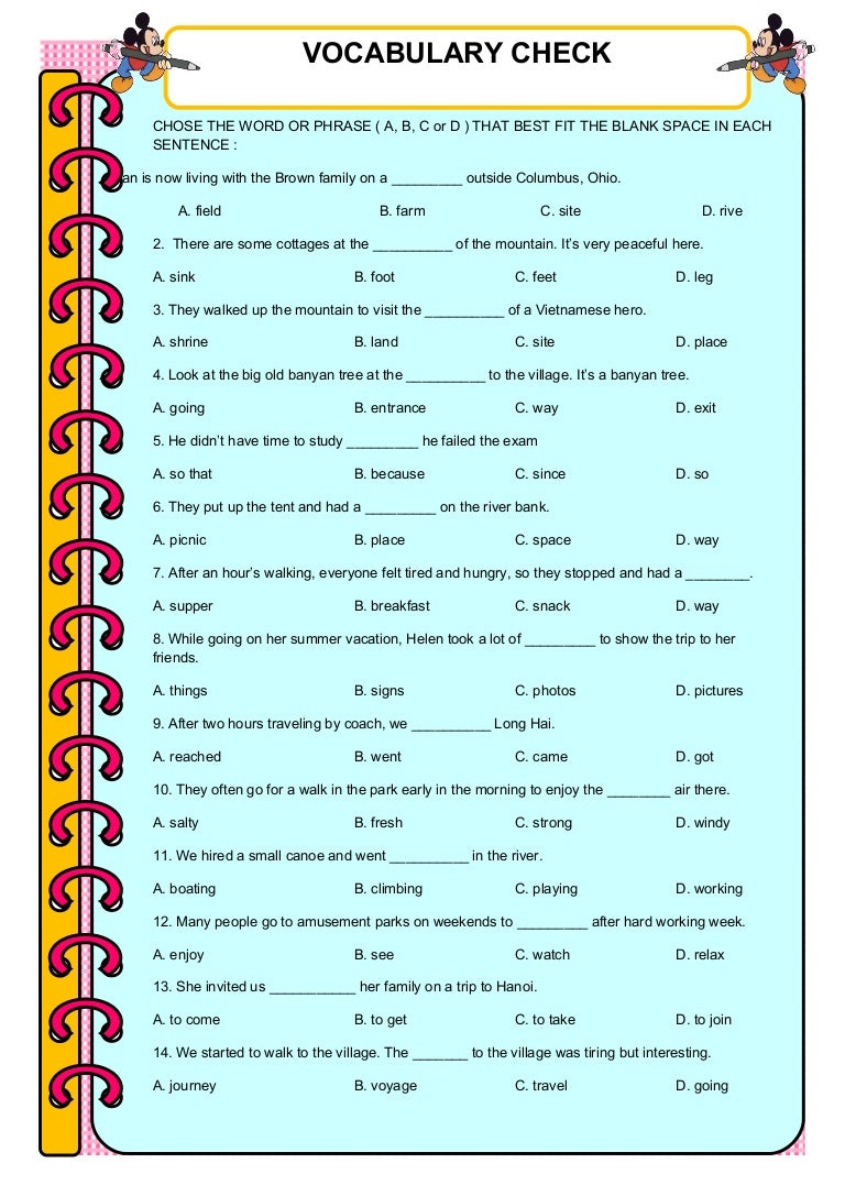 Vocabulary check unit 3