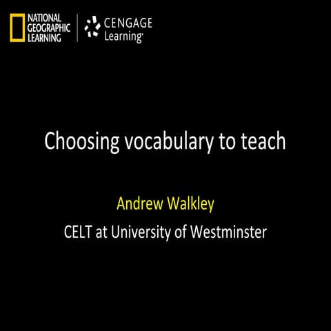 Choosing Vocabulary to teach