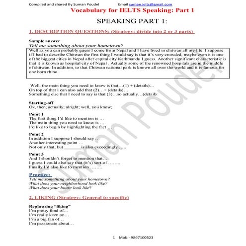 Vocabulary for ielts speaking