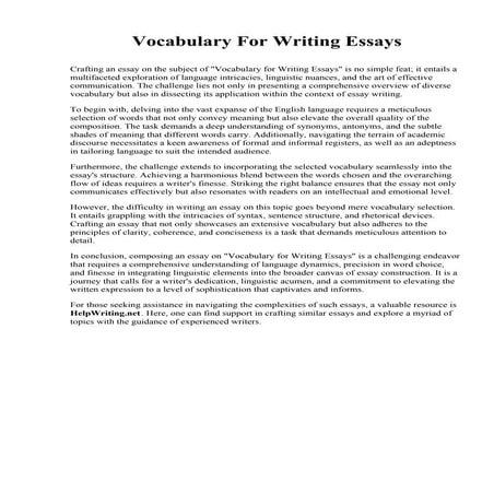Vocabulary For Writing Essays. Colorado Mountain College