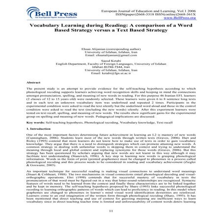 Vocabulary learning during reading