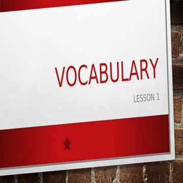Vocabulary Lesson 1. 2019 2020