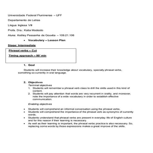 Vocabulary lesson plan