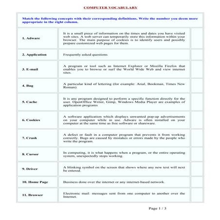 Vocabulary  link - Computers
