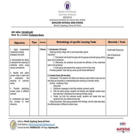 DETAILED LESSON PLAN IN ENGLISH 4 QUARTER WEEK 2H | DOCX