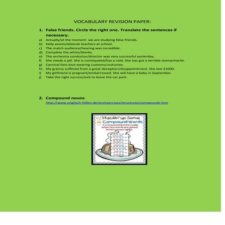 Vocabulary revision paper