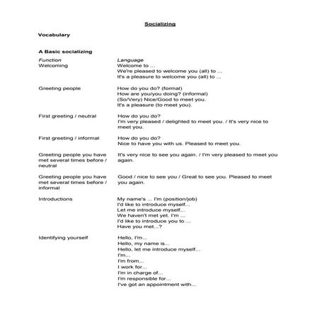 Vocabulary socializing