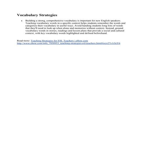 Vocabulary strategies
