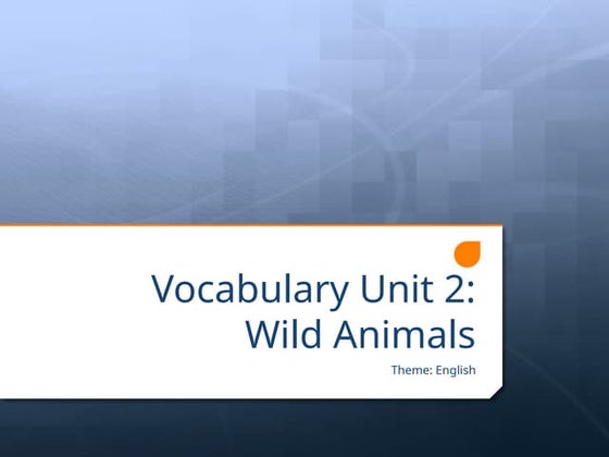 Vocabulary Unit 2 - Acuatic Animals for kids | PPT