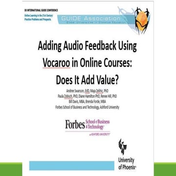 Adding Audio Feedback Using Vocaroo in Online Courses:  Does it Add Value?