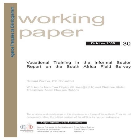 Vocational Education and Training (VET) in the Informal Sector | PDF