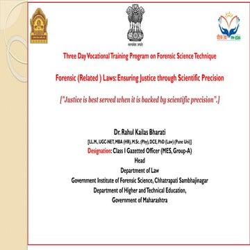 Forensic Science and New Criminal Laws  BNS, BNSS, BSA, 2023