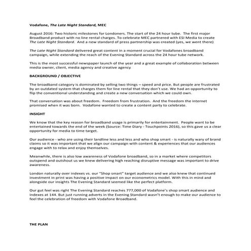 Vodafone - The Late Night Standard