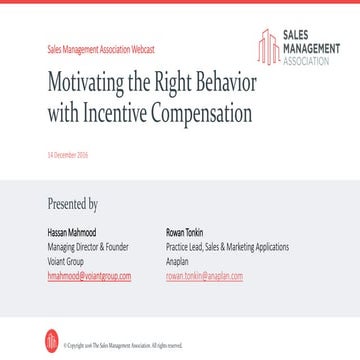 Anaplan SPM webinar series, part 4: Motivating the right behavior with incent...