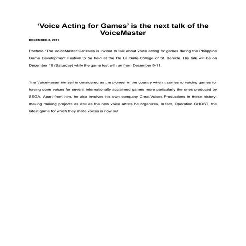 Voice acting for games