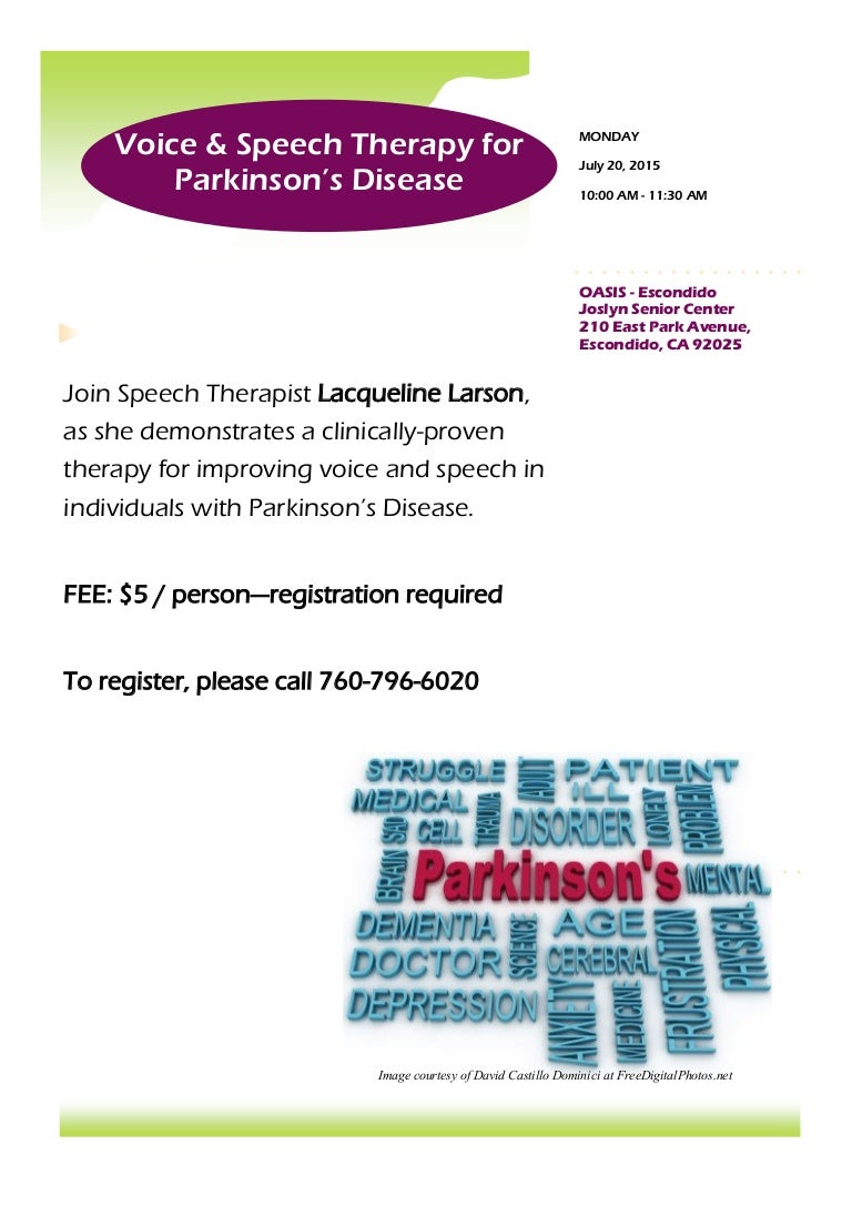 Voice and Speech Therapy for Parkinson's Disease