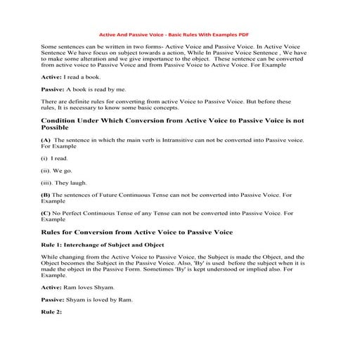 Voice Change Rules for ELA students (Grammar)