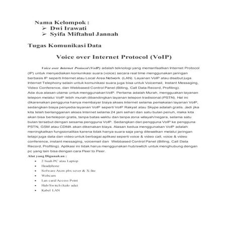 Voice over internet protocol