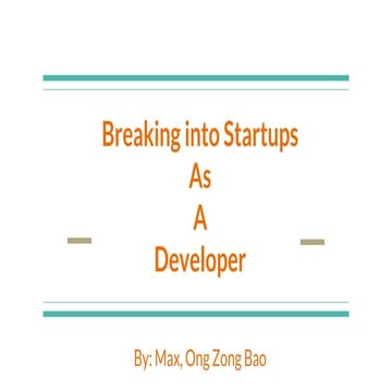 Breaking Into Startups as A Developer 